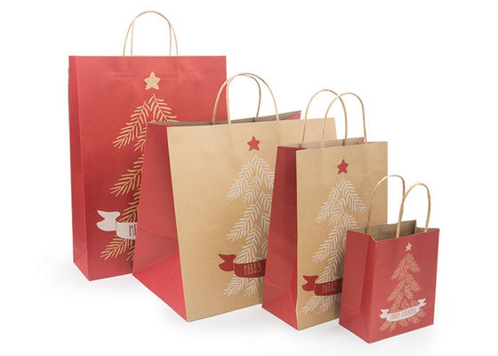 kwaliteit Kerstbrown Paper Bags machine gemaakt kraft papieren zak fabriek